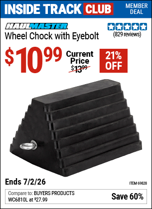 www.hfqpdb.com - HAUL-MASTER WHEEL CHOCK WITH EYEBOLT Lot No. 69828