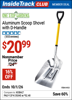 www.hfqpdb.com - ONE STOP GARDENS ALUMINUM SCOOP SHOVEL WITH D-HANDLE Lot No. 64923