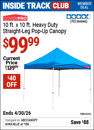 www.hfqpdb.com - COVERPRO 10 FT. X 10 FT. HEAVY DUTY STRAIGHT-LEG POP-UP CANOPY Lot No. 56410