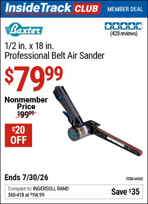 www.hfqpdb.com - BAXTER 1/2 IN. X 18 IN. PROFESSIONAL BELT AIR SANDER Lot No. 64932