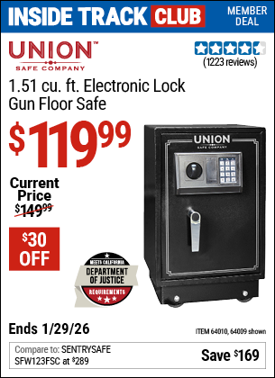 www.hfqpdb.com - UNION SAFE COMPANY 1.51 CU. FT. ELECTRONIC LOCK GUN FLOOR SAFE Lot No. 64009/64010