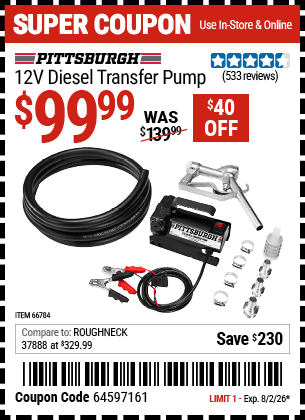 www.hfqpdb.com - PITTSBURGH 12V DIESEL TRANSFER PUMP Lot No. 66784