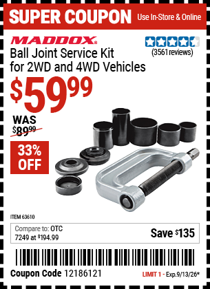 www.hfqpdb.com - MADDOX BALL JOINT SERVICE KIT FOR 2WD AND 4WD VEHICLES Lot No. 64399/63610