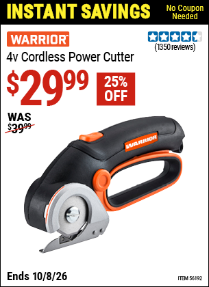 www.hfqpdb.com - WARRIOR 4V CORDLESS POWER CUTTER Lot No. 56192