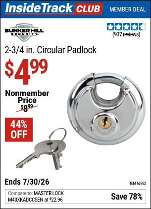 www.hfqpdb.com - BUNKER HILL SECURITY 2-3/4 IN. CIRCULAR PADLOCK Lot No. 63782