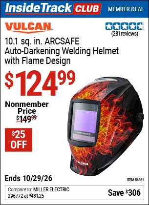 Harbor Freight VULCAN 10.1 SQ. IN. ARCSAFE AUTO-DARKENING WELDING HELMET WITH FLAME DESIGN coupon