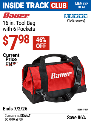 www.hfqpdb.com - BAUER 16 IN. TOOL BAG WITH 6 POCKETS Lot No. 57487