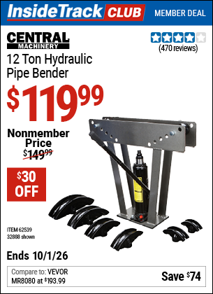 www.hfqpdb.com - CENTRAL MACHINERY 12 TON HYDRAULIC PIPE BENDER Lot No. 32888