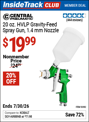 www.hfqpdb.com - CENTRAL PNEUMATIC 20 OZ. HVLP GRAVITY-FEED SPRAY GUN, 1.4 MM NOZZLE Lot No. 56982