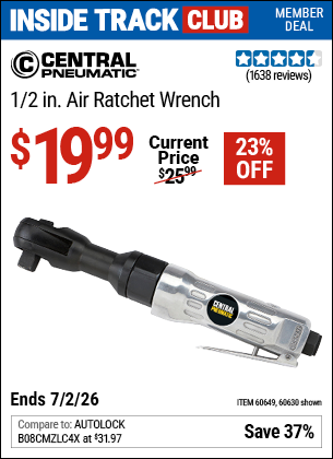 www.hfqpdb.com - CENTRAL PNEUMATIC 1/2 IN. AIR RATCHET WRENCH Lot No. 60649