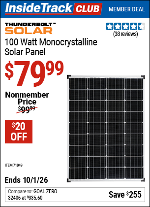 www.hfqpdb.com - THUNDERBOLT SOLAR 100 WATT MONOCRYSTALLINE SOLAR PANEL Lot No. 57325