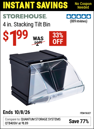 www.hfqpdb.com - STOREHOUSE 4 IN. STACKING TILT BIN Lot No. 56327