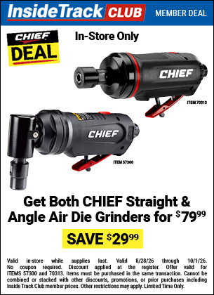www.hfqpdb.com - GET BOTH CHIEF STRAIGHT & ANGLE AIR DIE GRINDERS Lot No. 57300/70313