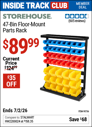 www.hfqpdb.com - STOREHOUSE 47-BIN FLOOR-MOUNT PARTS RACK Lot No. 95736/61166
