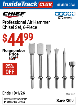 www.hfqpdb.com - CHIEF PROFESSIONAL AIR HAMMER CHISEL SET, 6-PIECE Lot No. 56541