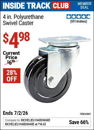 www.hfqpdb.com - 4 IN. POLYURETHANE SWIVEL CASTER Lot No. 69847/61760/38710