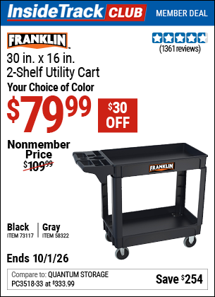 www.hfqpdb.com - FRANKLIN 30 IN. X 16 IN., 2-SHELF UTILITY CART Lot No. 58322/73117