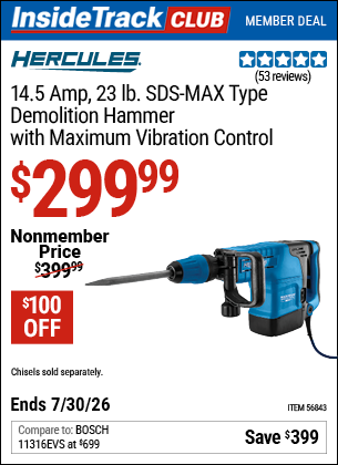 www.hfqpdb.com - HERCULES 14.5 AMP, 23 LB. SDS-MAX TYPE DEMOLITION HAMMER WITH MAXIMUM VIBRATION CONTROL Lot No. 56843