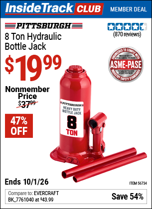 www.hfqpdb.com - PITTSBURGH 8 TON HYDRAULIC BOTTLE JACK Lot No. 56734