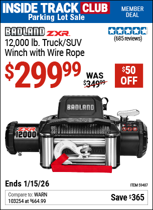 www.hfqpdb.com - BADLAND ZXR 12,000 LB. TRUCK/SUV WINCH WITH WIRE ROPE Lot No. 59407