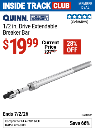 www.hfqpdb.com - QUINN 1/2 IN. DRIVE EXTENDABLE BREAKER BAR Lot No. 58627