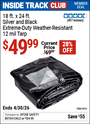 www.hfqpdb.com - 18 FT. X 24 FT. SILVER AND BLACK EXTREME-DUTY WEATHER-RESISTANT 12 MIL TARP Lot No. 59273