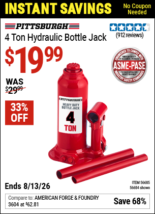 www.hfqpdb.com - PITTSBURGH 4 TON HYDRAULIC BOTTLE JACK Lot No. 56685/56684