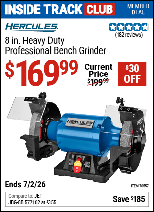 www.hfqpdb.com - HERCULES 8 IN. HEAVY DUTY PROFESSIONAL BENCH GRINDER Lot No. 70557