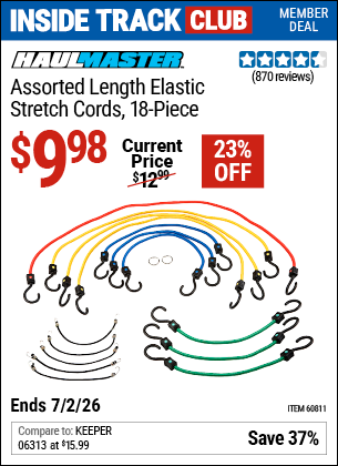 www.hfqpdb.com - HAUL-MASTER ASSORTED LENGTH ELASTIC STRETCH CORDS, 18-PIECE Lot No. 60811