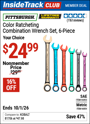 www.hfqpdb.com - PITTSBURGH COLOR RATCHETING COMBINATION WRENCH SET, 6-PIECE Lot No. 66053/66054
