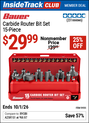 www.hfqpdb.com - BAUER CARBIDE ROUTER BIT SET, 15-PIECE Lot No. 59555