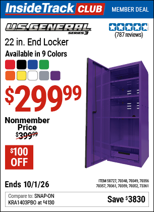 www.hfqpdb.com - U.S. GENERAL 22 IN. END LOCKER, SERIES 3 Lot No. 70352/73361/58727/70348/70349/70356/70357/70361/70359