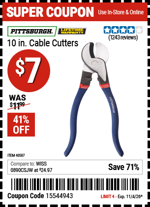 www.hfqpdb.com - PITTSBURGH 10 IN. CABLE CUTTERS Lot No. 40507