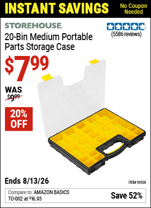 www.hfqpdb.com - STOREHOUSE 20-BIN MEDIUM PORTABLE PARTS STORAGE CASE Lot No. 62778/93928
