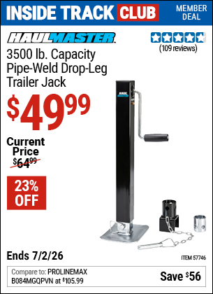 www.hfqpdb.com - HAUL-MASTER 3500 LB. CAPACITY PIPE-WELD DROP-LEG TRAILER JACK Lot No. 57746