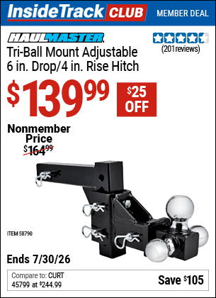 www.hfqpdb.com - HAUL-MASTER TRIPLE-BALL MOUNT ADJUSTABLE 6 IN. DROP/4 IN. RISE HITCH Lot No. 58790