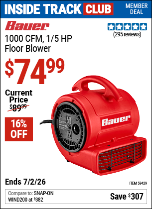 www.hfqpdb.com - BAUER 1000 CFM, 1/5 HP FLOOR BLOWER Lot No. 59429