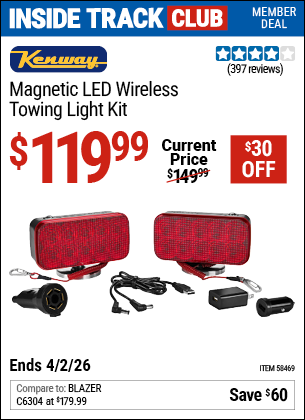 www.hfqpdb.com - KENWAY MAGNETIC LED WIRELESS TOWING LIGHT KIT Lot No. 58469