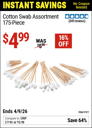 www.hfqpdb.com - COTTON SWAB ASSORTMENT, 175-PIECE Lot No. 57577