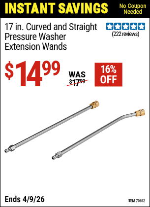 www.hfqpdb.com - 17 IN. CURVED AND STRAIGHT PRESSURE WASHER EXTENSION WANDS Lot No. 70682