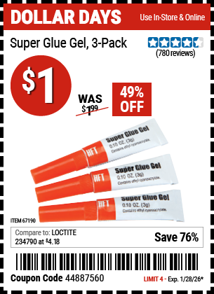 www.hfqpdb.com - SUPER GLUE GEL, 3-PACK Lot No. 67190