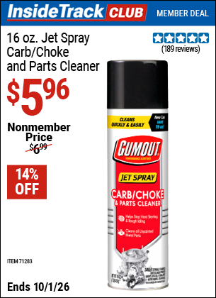 www.hfqpdb.com - GUMOUT 16 OZ. JET SPRAY CARB/CHOKE AND PARTS CLEANER Lot No. 71283