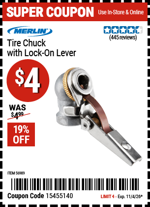 www.hfqpdb.com - MERLIN TIRE CHUCK WITH LOCK-ON LEVER Lot No. 56909