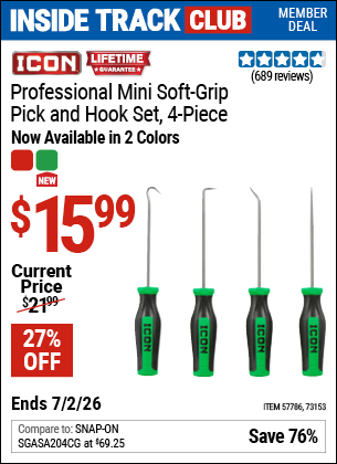 www.hfqpdb.com - ICON PROFESSIONAL MINI SOFT-GRIP PICK AND HOOK SET, 4-PIECE Lot No. 57786