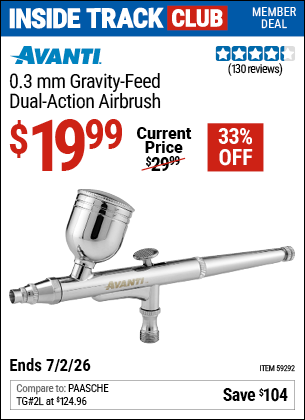 www.hfqpdb.com - AVANTI 0.3 MM GRAVITY-FEED DUAL-ACTION AIRBRUSH Lot No. 59292