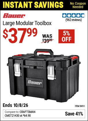 www.hfqpdb.com - BAUER LARGE MODULAR TOOLBOX Lot No. 58511