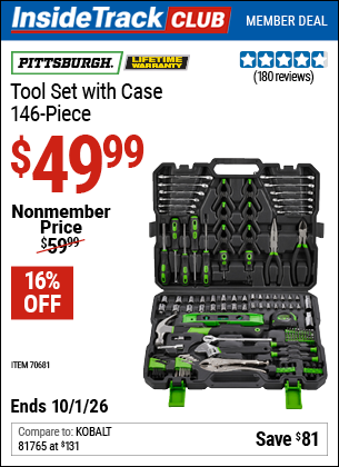 www.hfqpdb.com - PITTSBURGH TOOL SET WITH CASE, 146-PIECE Lot No. 70681