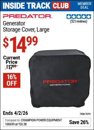 www.hfqpdb.com - PREDATOR GENERATOR STORAGE COVER, LARGE Lot No. 70791