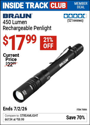 www.hfqpdb.com - BRAUN 450 LUMEN RECHARGEABLE PENLIGHT Lot No. 70806