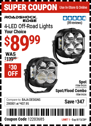 www.hfqpdb.com - ROADSHOCK EDGE 4-LED OFF-ROAD LIGHT Lot No. 59235/59236